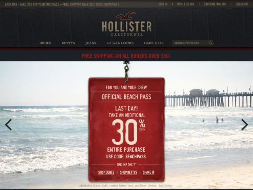 Hollister Co. on Cart Craze - eCommerce 
